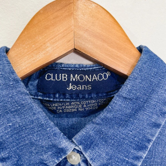 Vintage Club Monaco Linen Cotton Denim Button Down - Picture 3 of 3